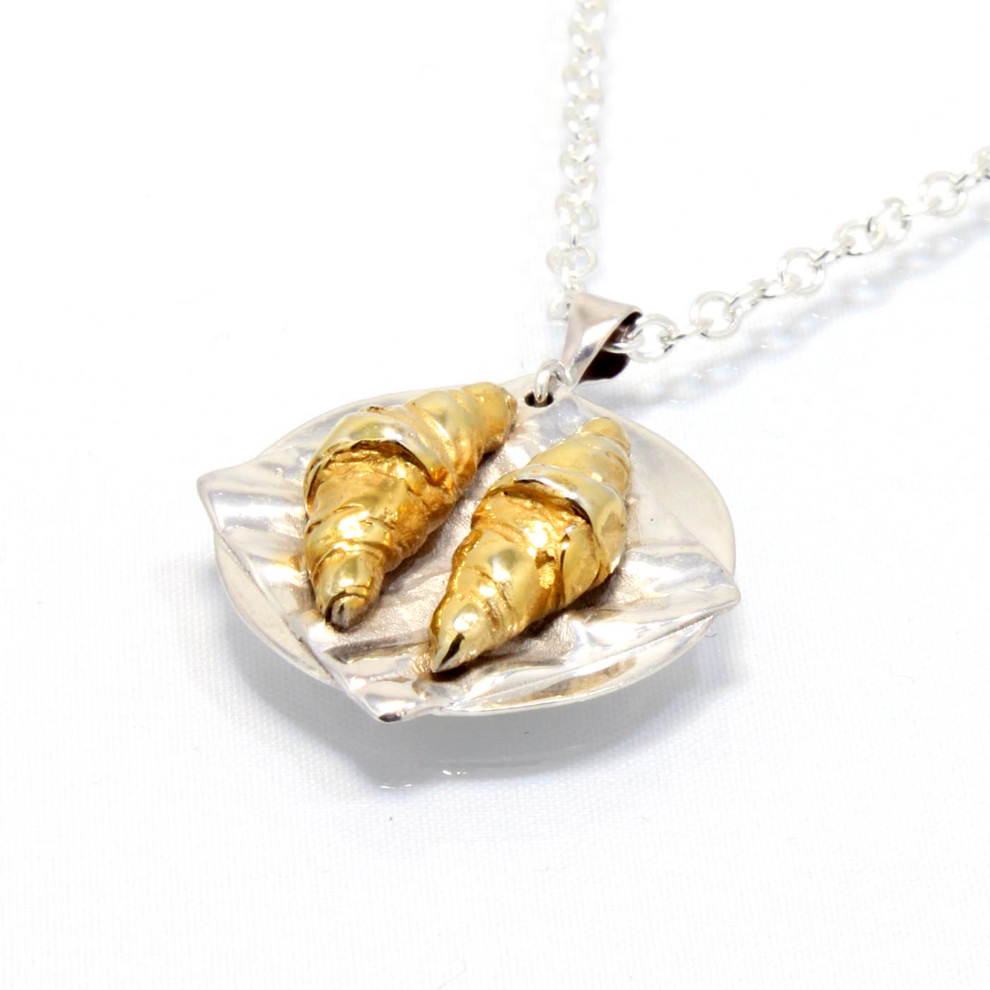 Croissant Necklace in Silver and 24ct Gold Plated
